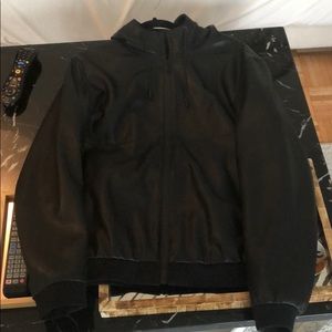 Zara man faux leather jacket hoodie